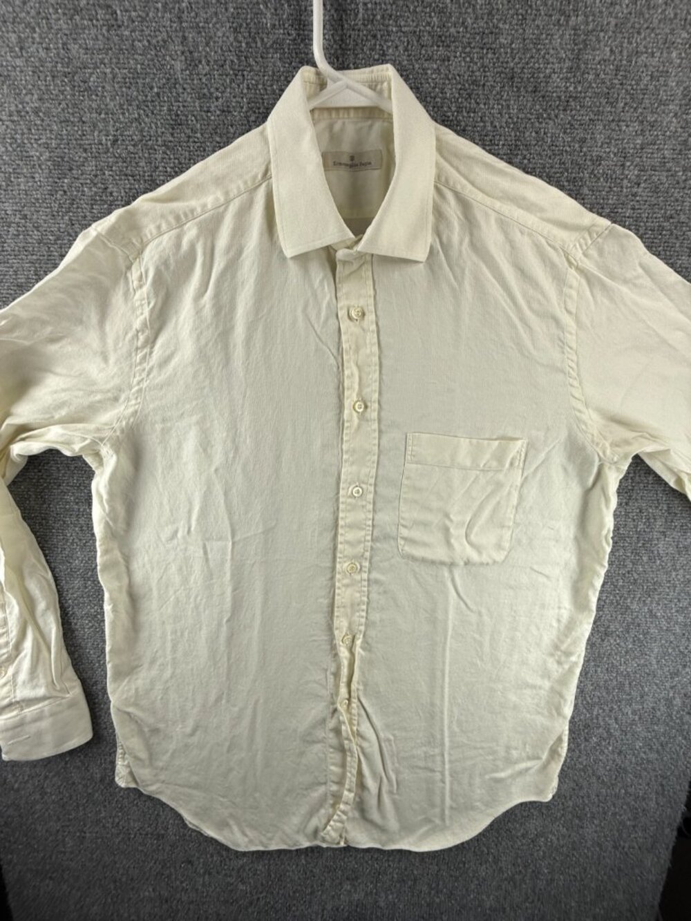 Ermenegildo Zegna All Cotton 16 Yellow Long Sleeve Solid Shirt Button Up Italian